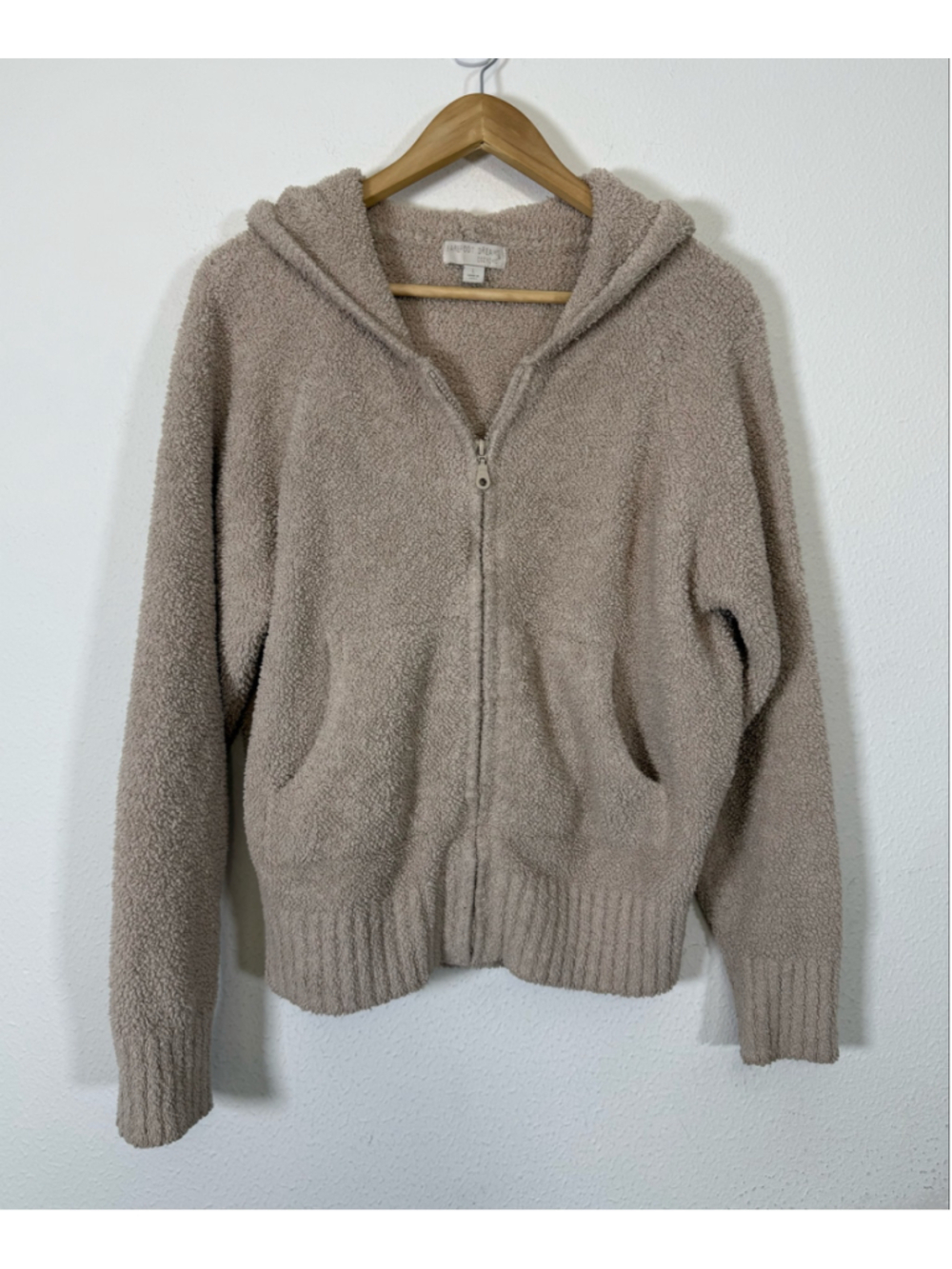Barefoot Dreams Cozy Chic Lite Women’s Zip Up Hoodie Large Soft Cozy Warm Tan